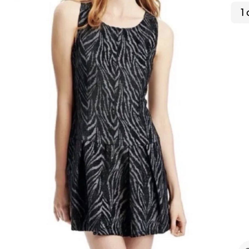 Free People Zebra Jumper Dress Tunic Black Gray Sleeveless Size 10 NWT - Picture 1 of 10